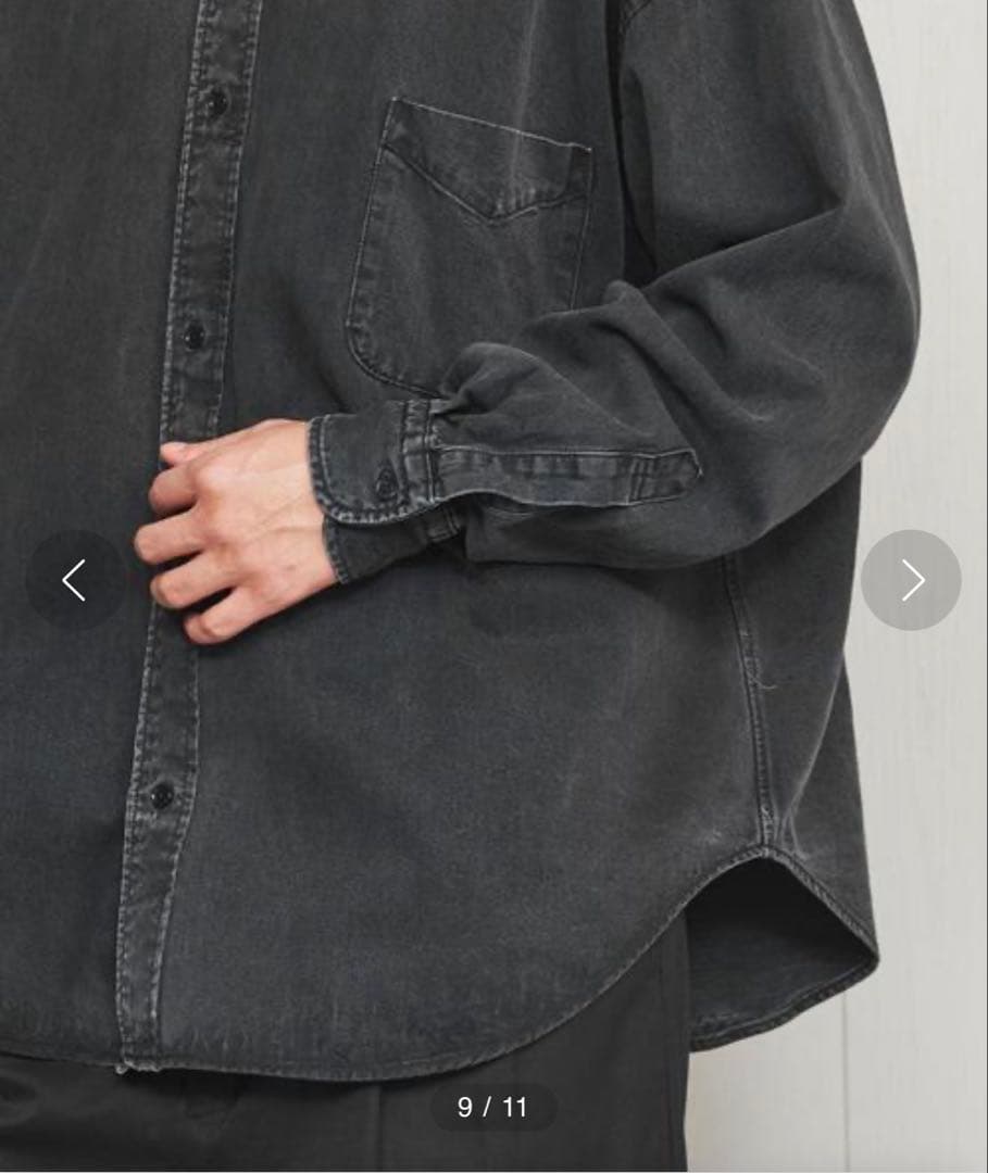 H BEAUTY&YOUTH オーバーサイズブリーチデニムシャツ