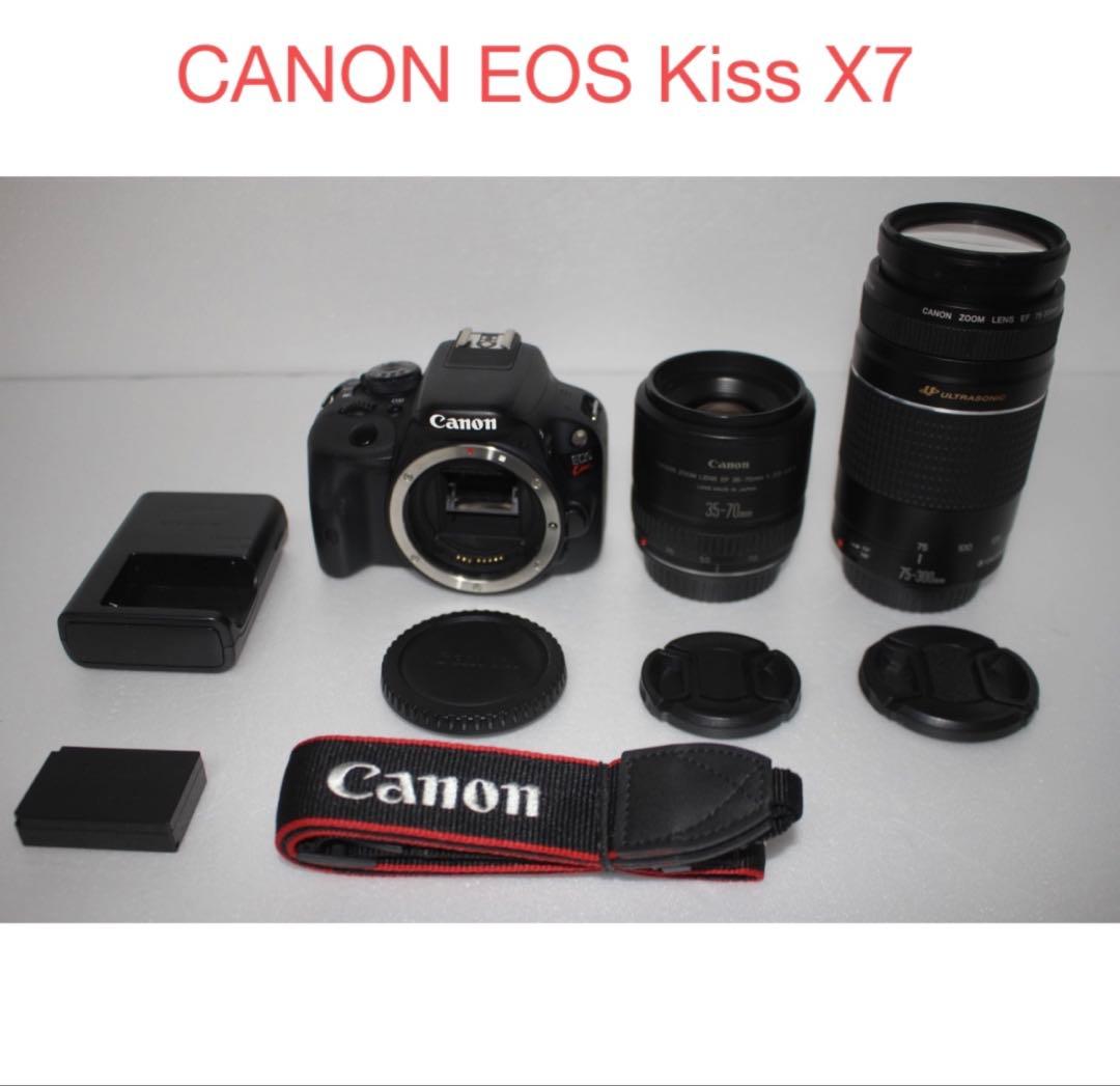 一眼レフカメラ/高画質/canon kiss x7 標準&望遠ダブルレンズセット