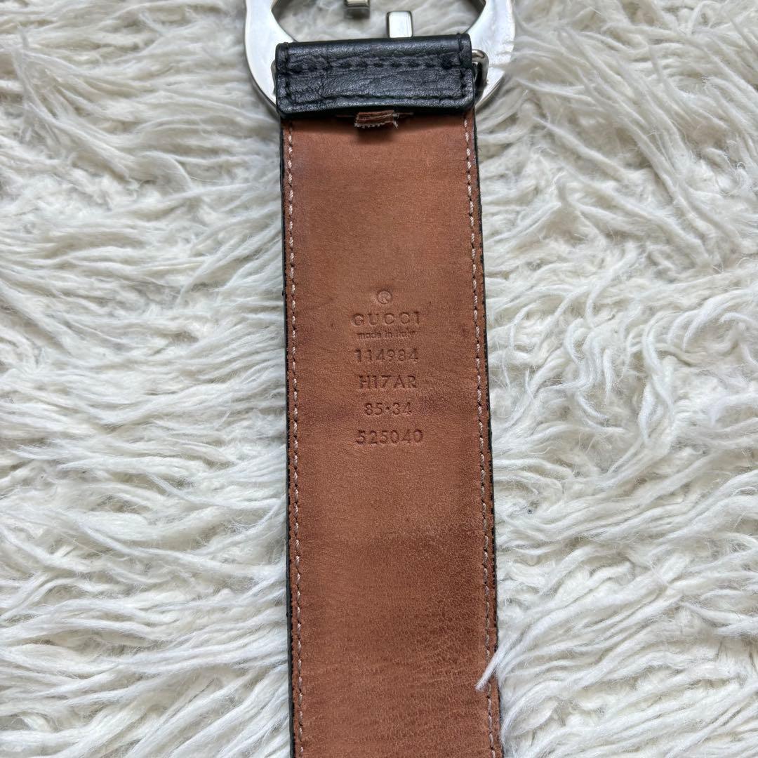 良品　GUCCI　グッチ　インターロッキングベルト　シェリーライン　114984