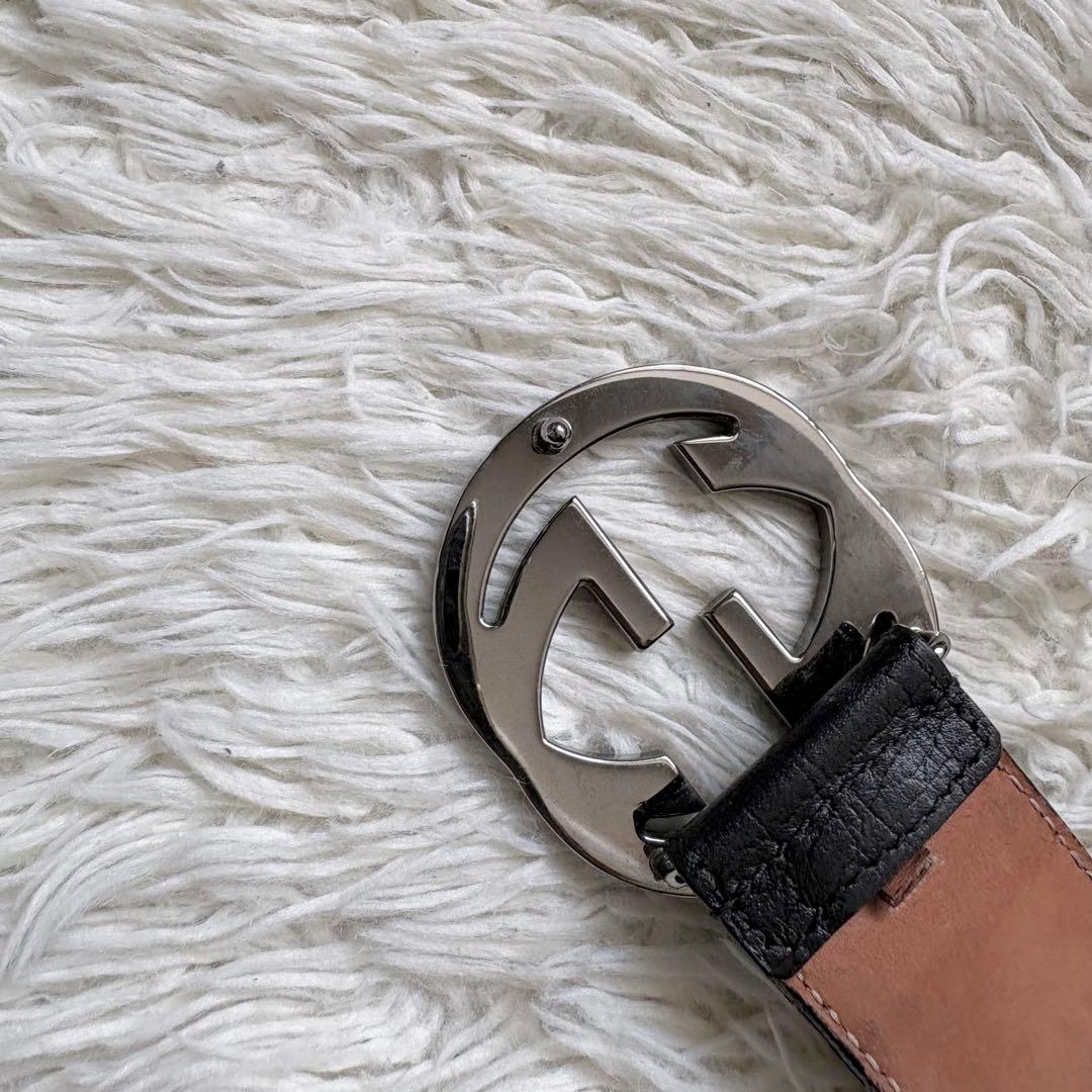 良品　GUCCI　グッチ　インターロッキングベルト　シェリーライン　114984