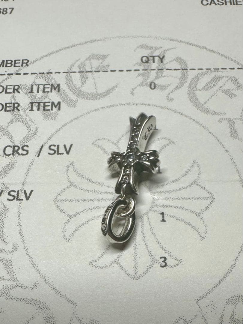 クロムハーツ　クロス　ベビーファット　チャーム　シルバー925天然パヴェ