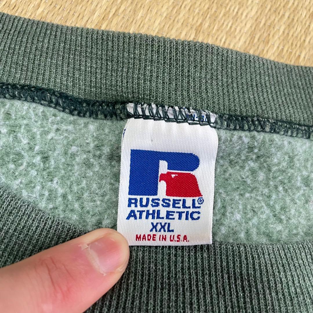 G*l様 90s USA製 ラッセルアスレチック 無地 スウェット 杢グリーン