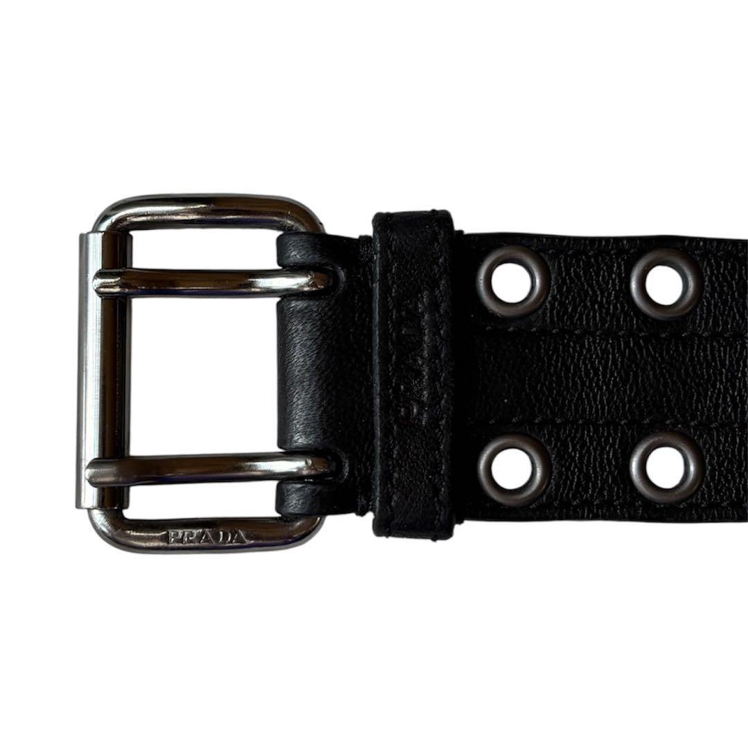 PRADA レザー ダブルアイレット ロゴ ブレスレット