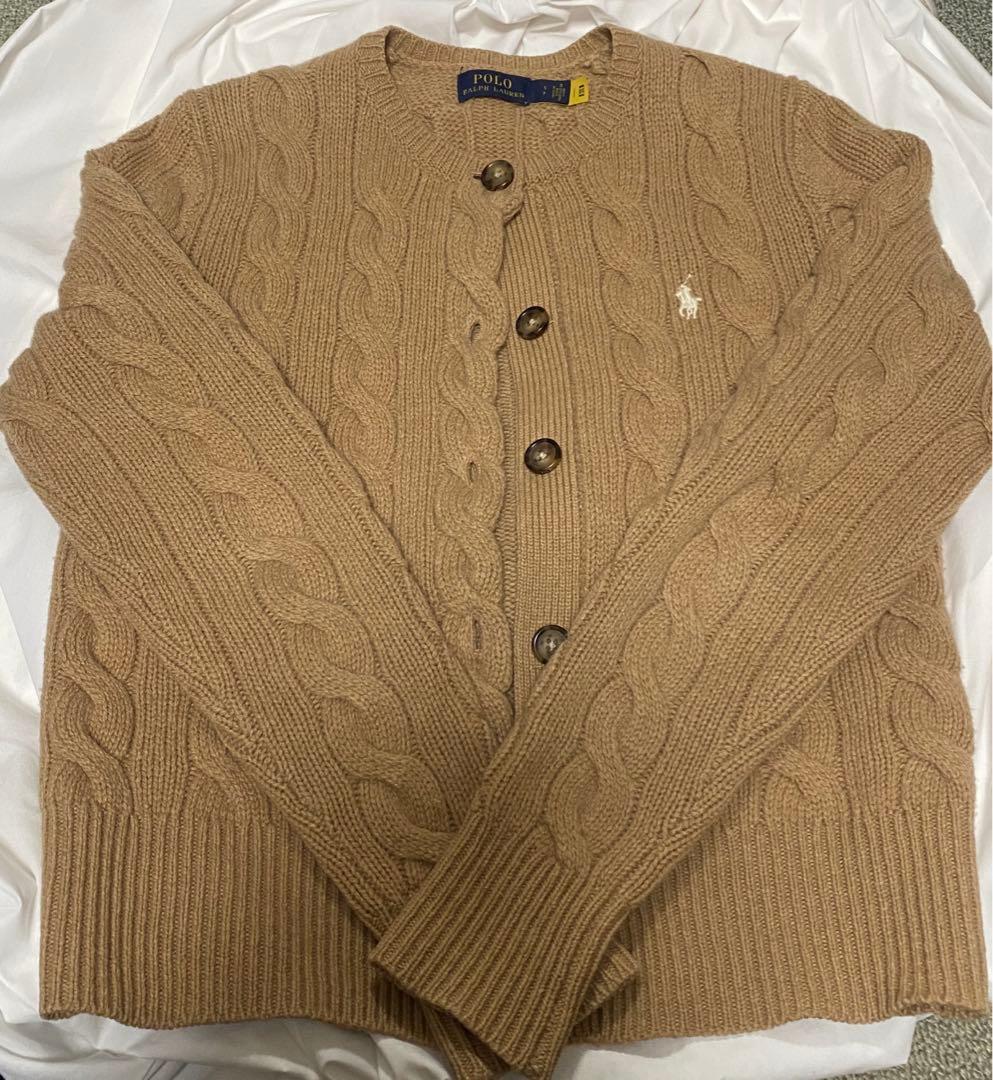 ポロラルフローレン　ケーブルニット　カーディガン　ブラウン　S