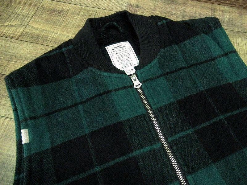 XL 20AW クライミー 総裏ボア チェック ボア ダブルジップ ベスト 緑黒