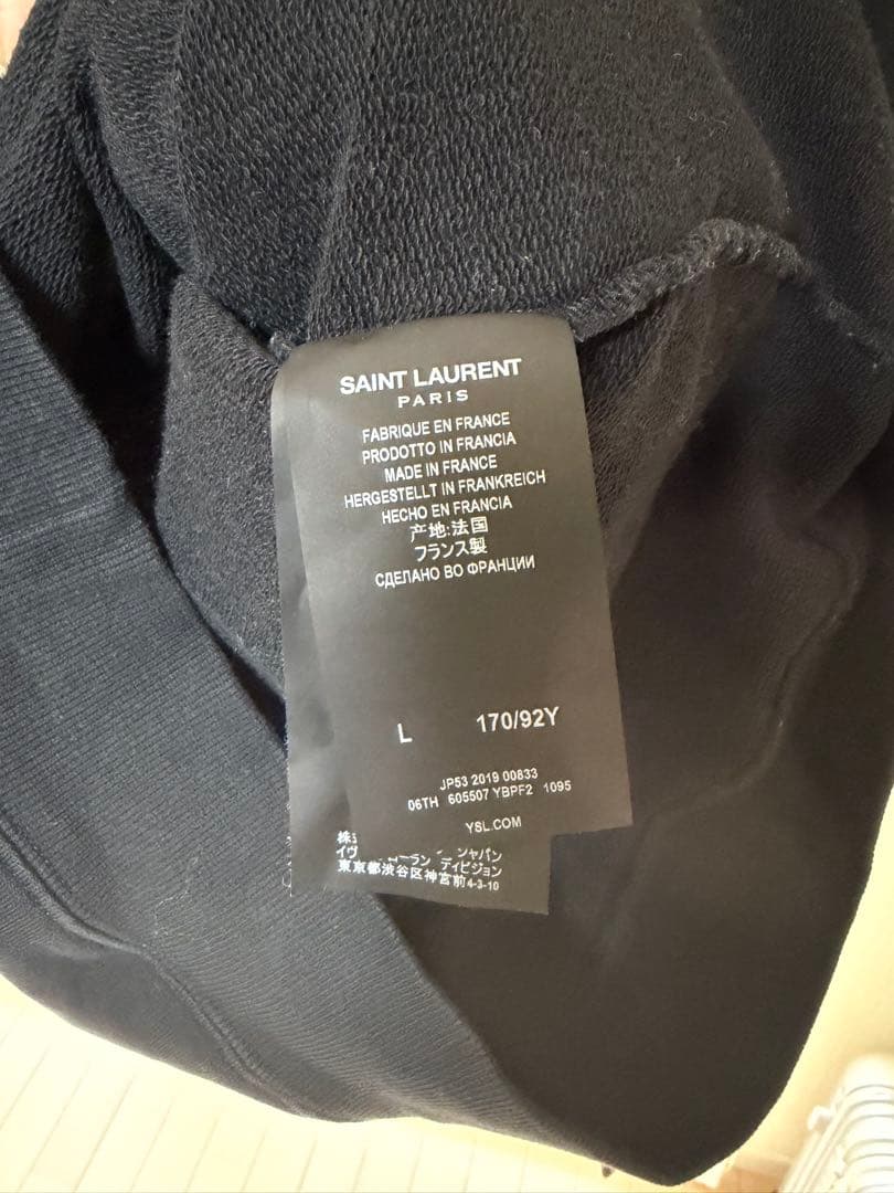 saint laurent paris グラフィックプリント ブラックパーカー