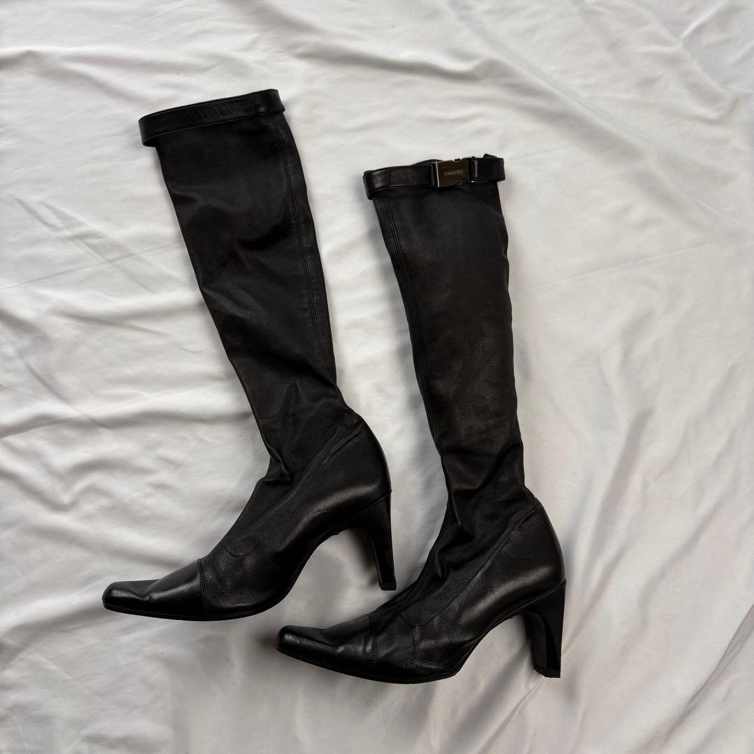 靴 00FW Chanel Knee-High Sock Boots