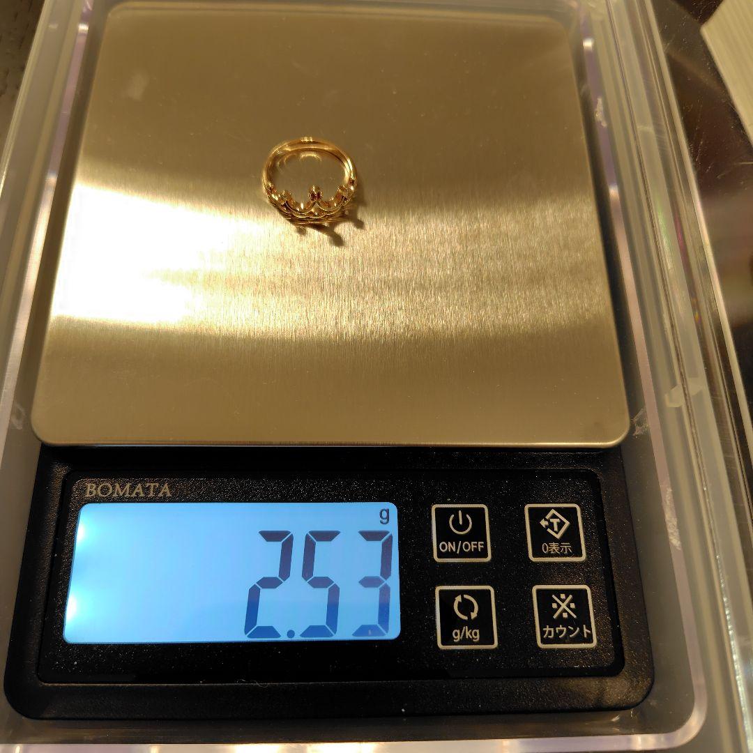 K18 ピンクトルマリン ダイヤモンド リング 7号 王冠 クラウン