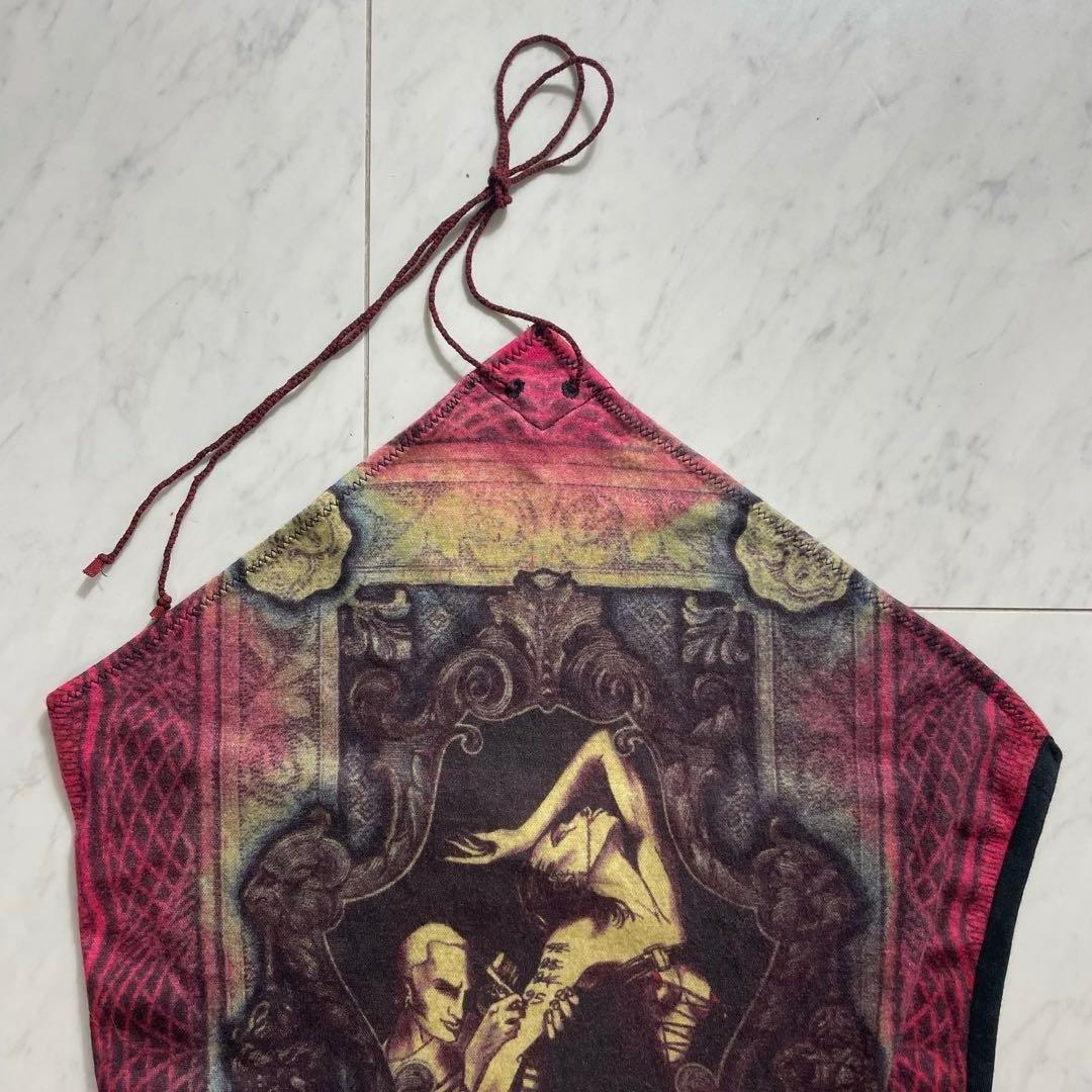 ジャンポールゴルチエ ホルターネックキャミソール タトゥーアーティスト柄