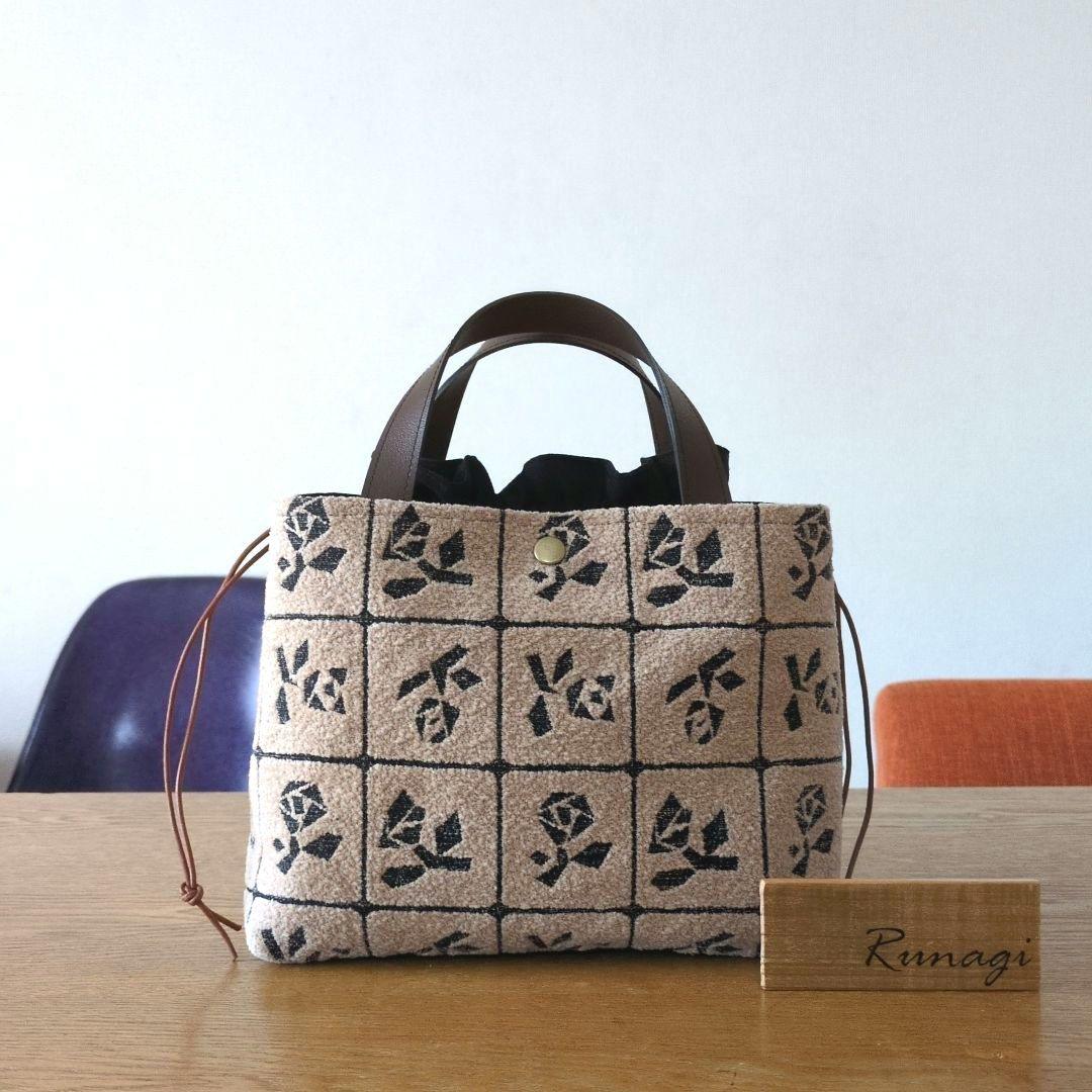 【1551】あおりポケットの巾着バッグ＊ミナペルホネン