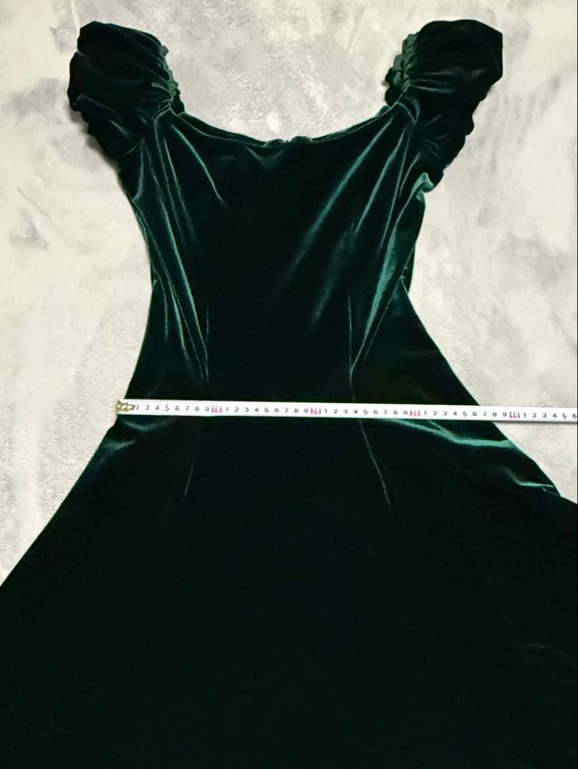 u'ino! ハワイ　ベロア　ドレス　グリーン　S フラダンス　衣装