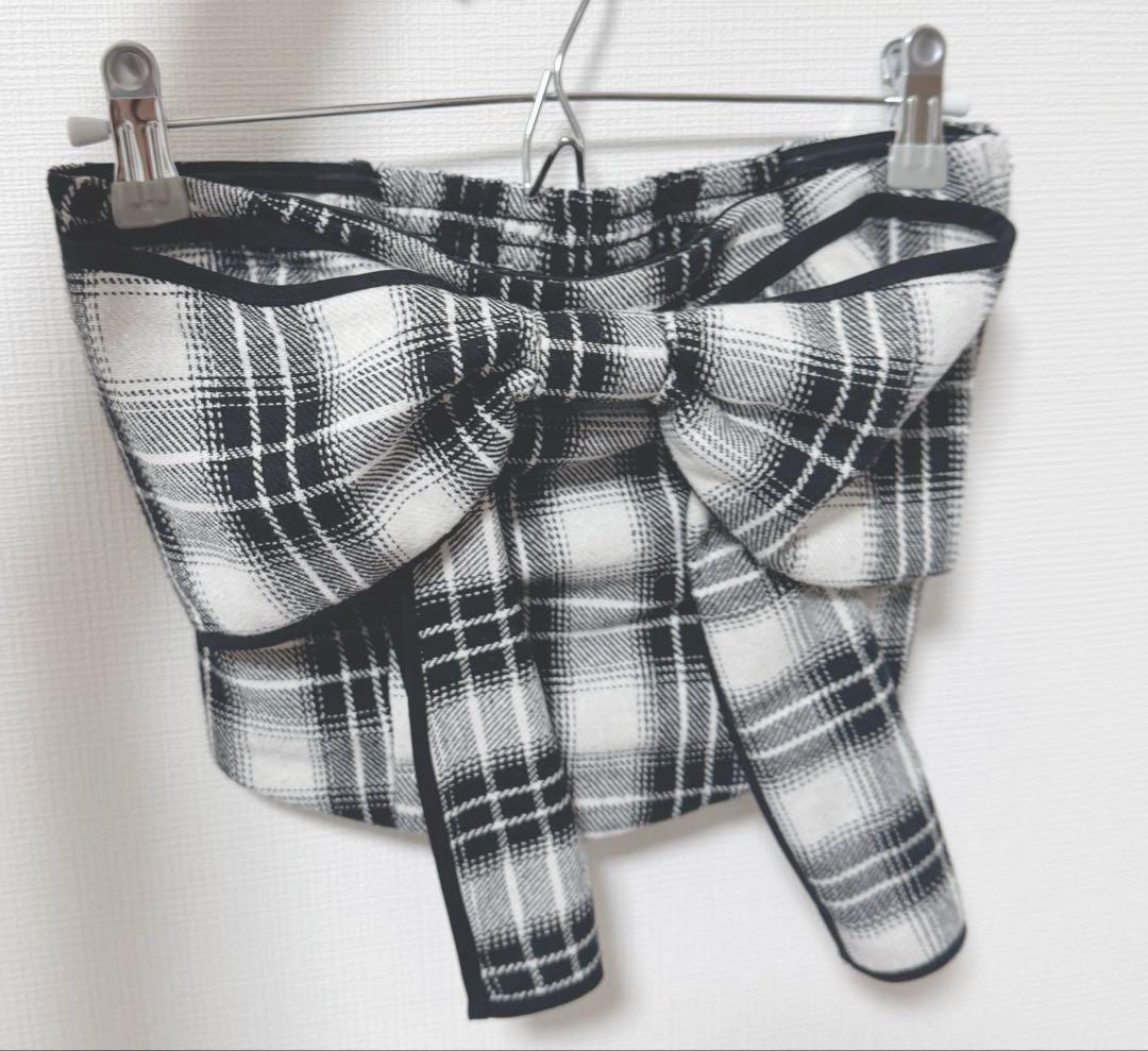 ダーリッチ　リボン付きチェック柄ベアトップ