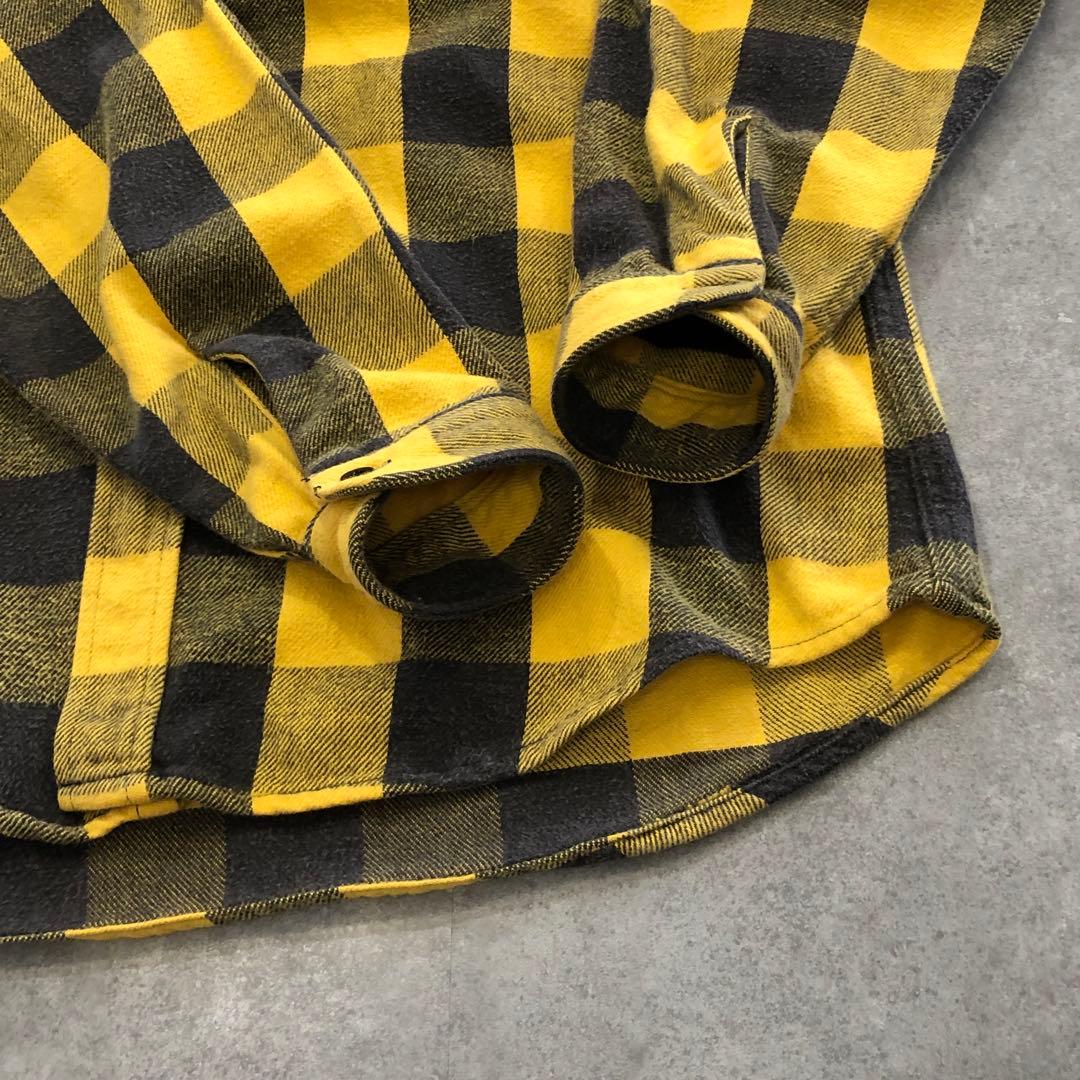 90s USA製 Prentiss ネルシャツ バッファローチェック イエロー