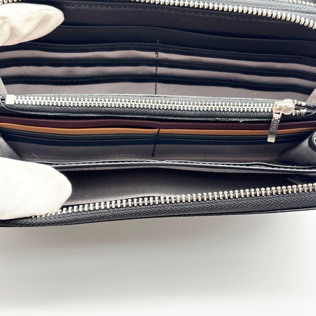 【極美品】カステルバジャック 2層 オーガナイザー 財布 ダブルファスナー 黒