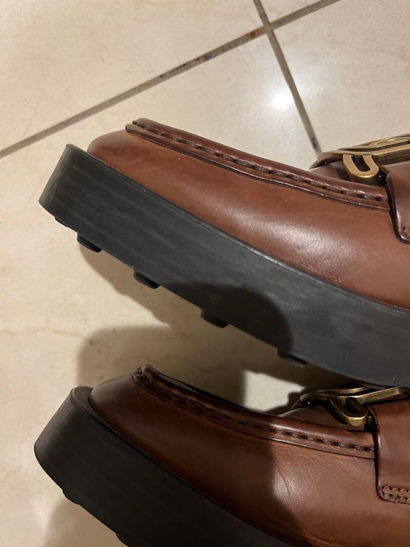 トッズ　ローファー　36.5（23.5）ブラウンレザー厚底ゴールド金具