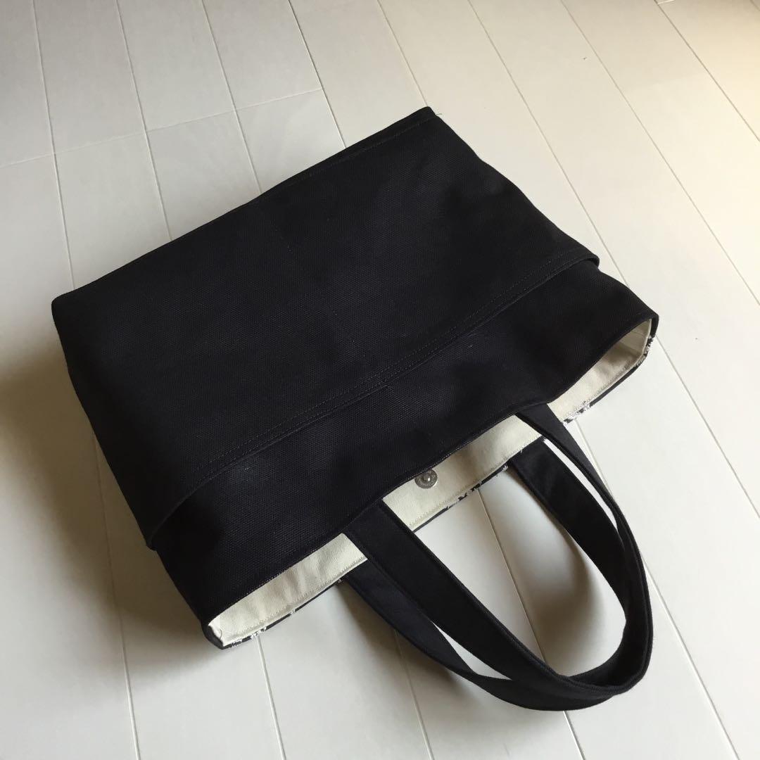 spica 黒地×白刺繍　稲穂　トートバッグ