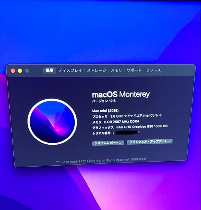 Macデスクトップ Mac mini i3 8GB 128GB flash Late 2018