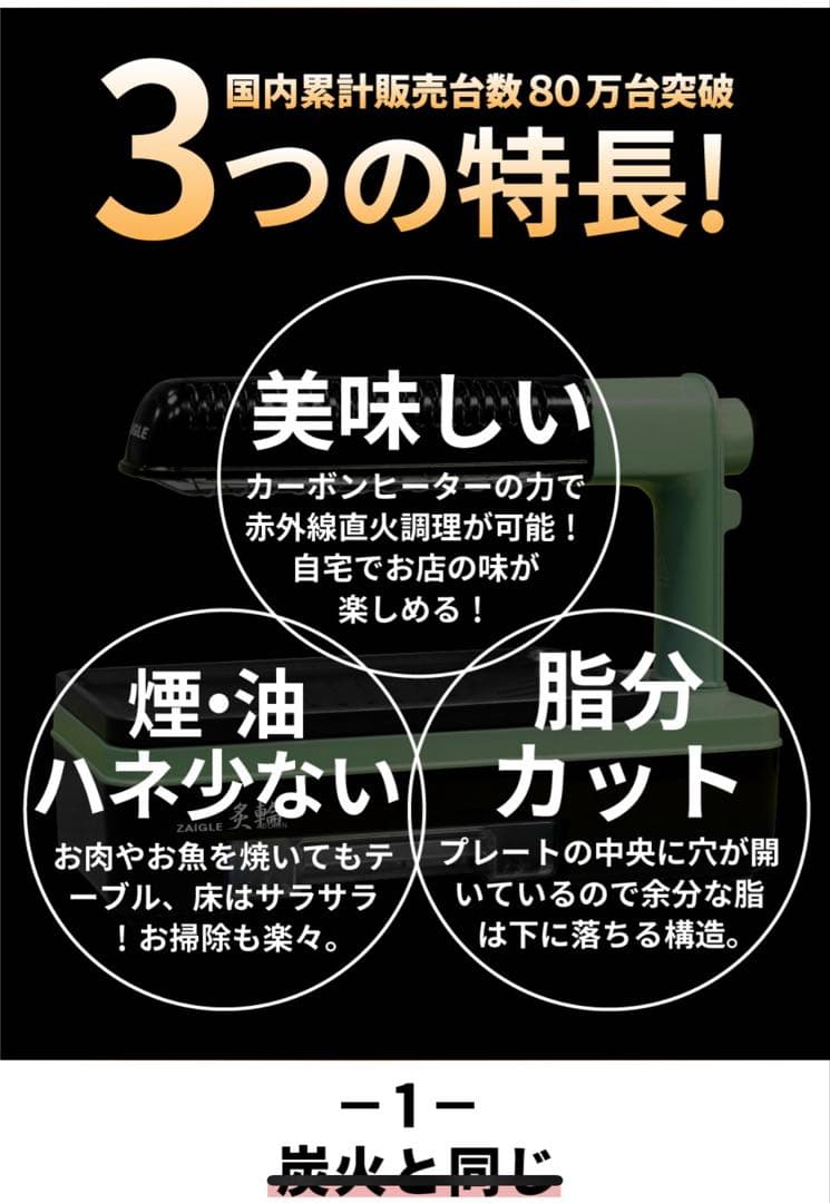 【新品・未使用】ZAIGLE ザイグル 炙輪 ワイドプレート付きセット　焼肉