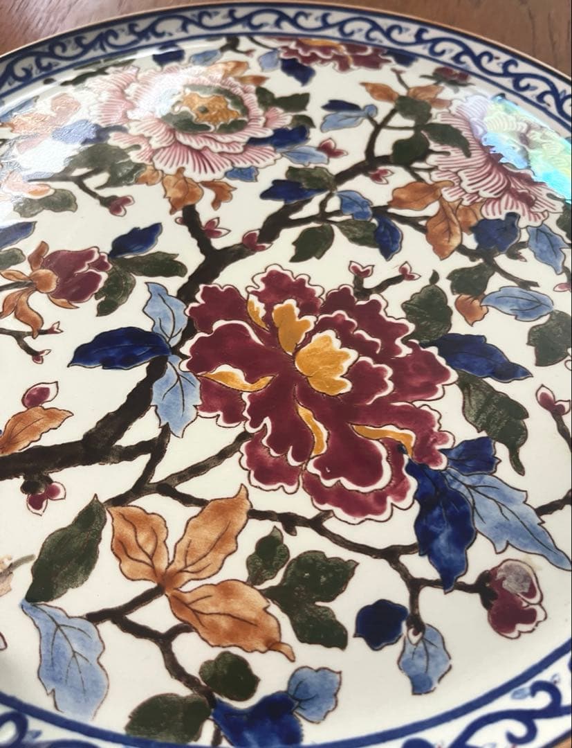 GIEN 陶器製 牡丹花柄デザイン 大皿 直径31cm