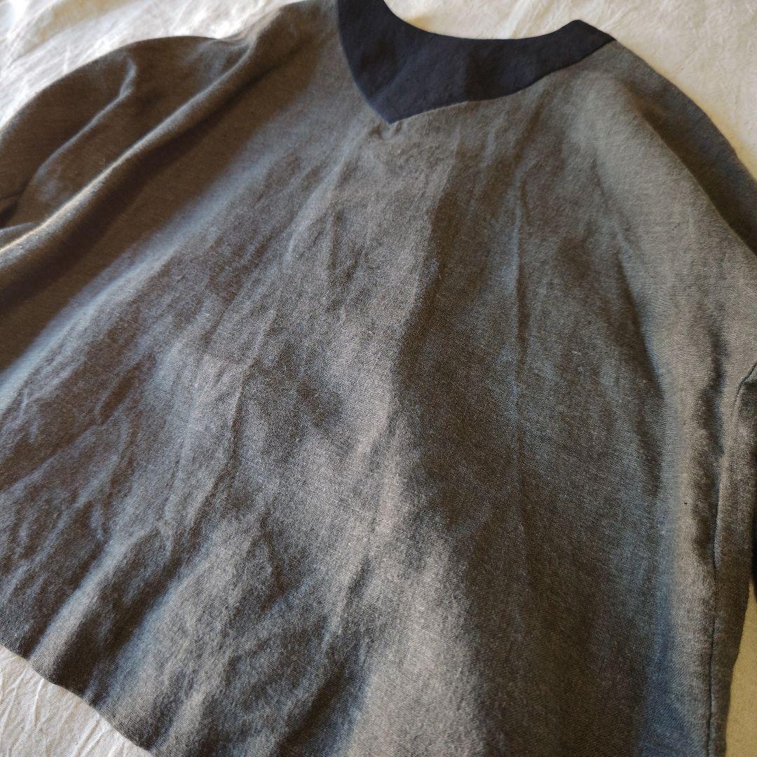 MAGALI マガリ ブラッシュドベルギーリネンカーディガン チャコール