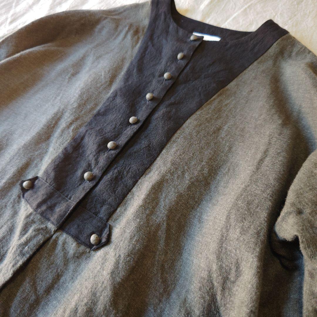 MAGALI マガリ ブラッシュドベルギーリネンカーディガン チャコール