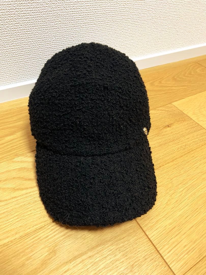 ボア素材 黒 キャップ