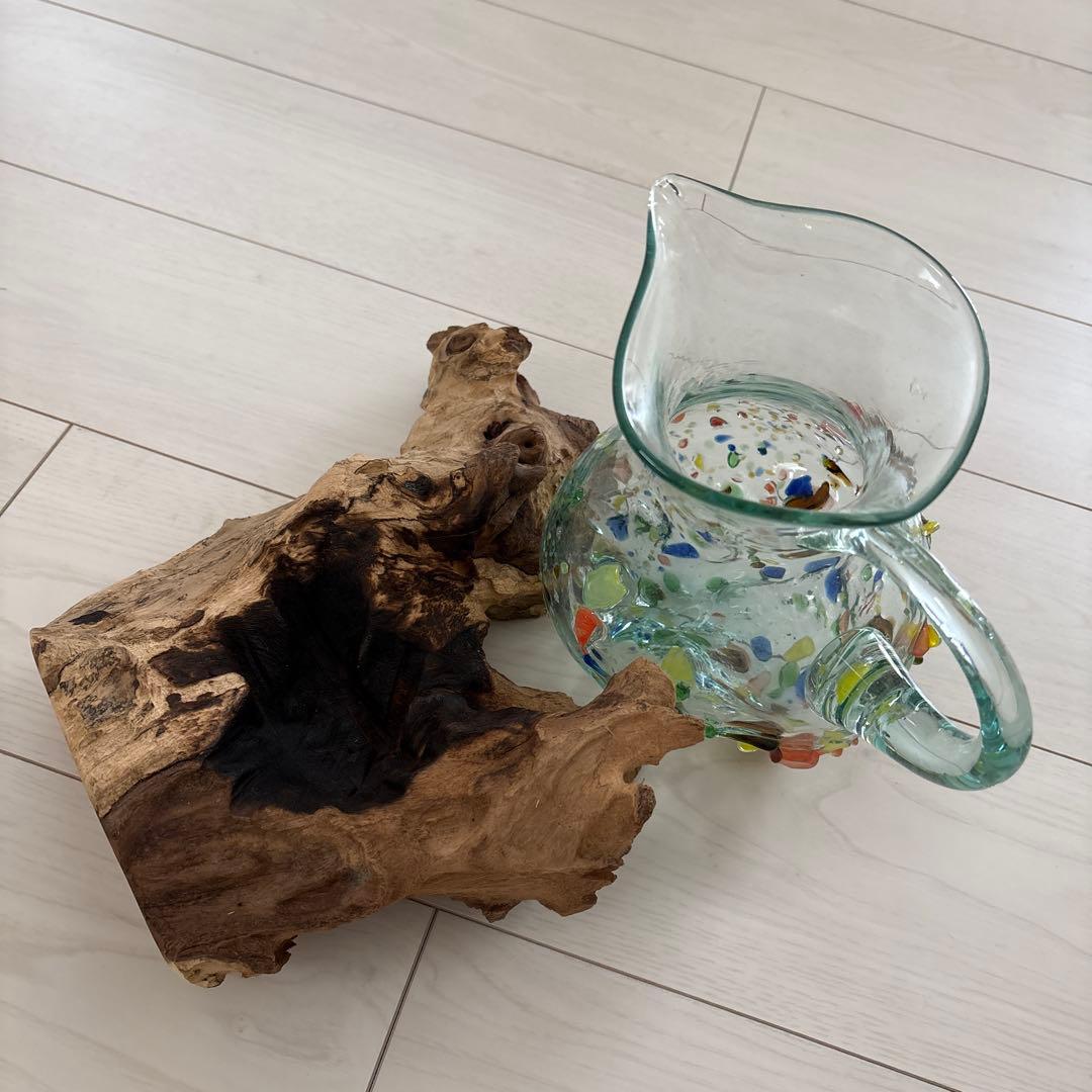 デキャンタ 水差しカラフルガラス製ピッチャーとグラスセット