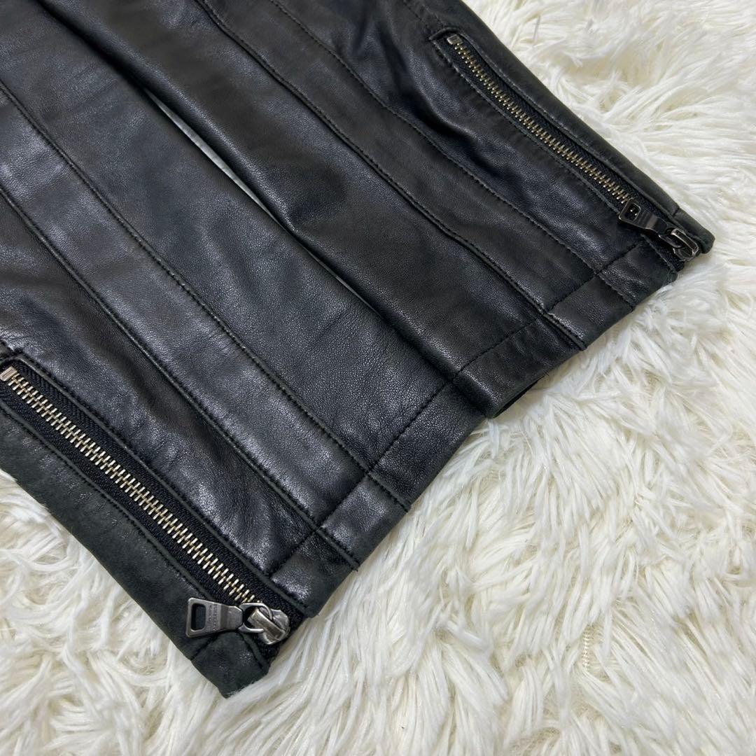 【美品/L】バーバリーブラックレーベル ライダース レザージャケット ノバ 黒