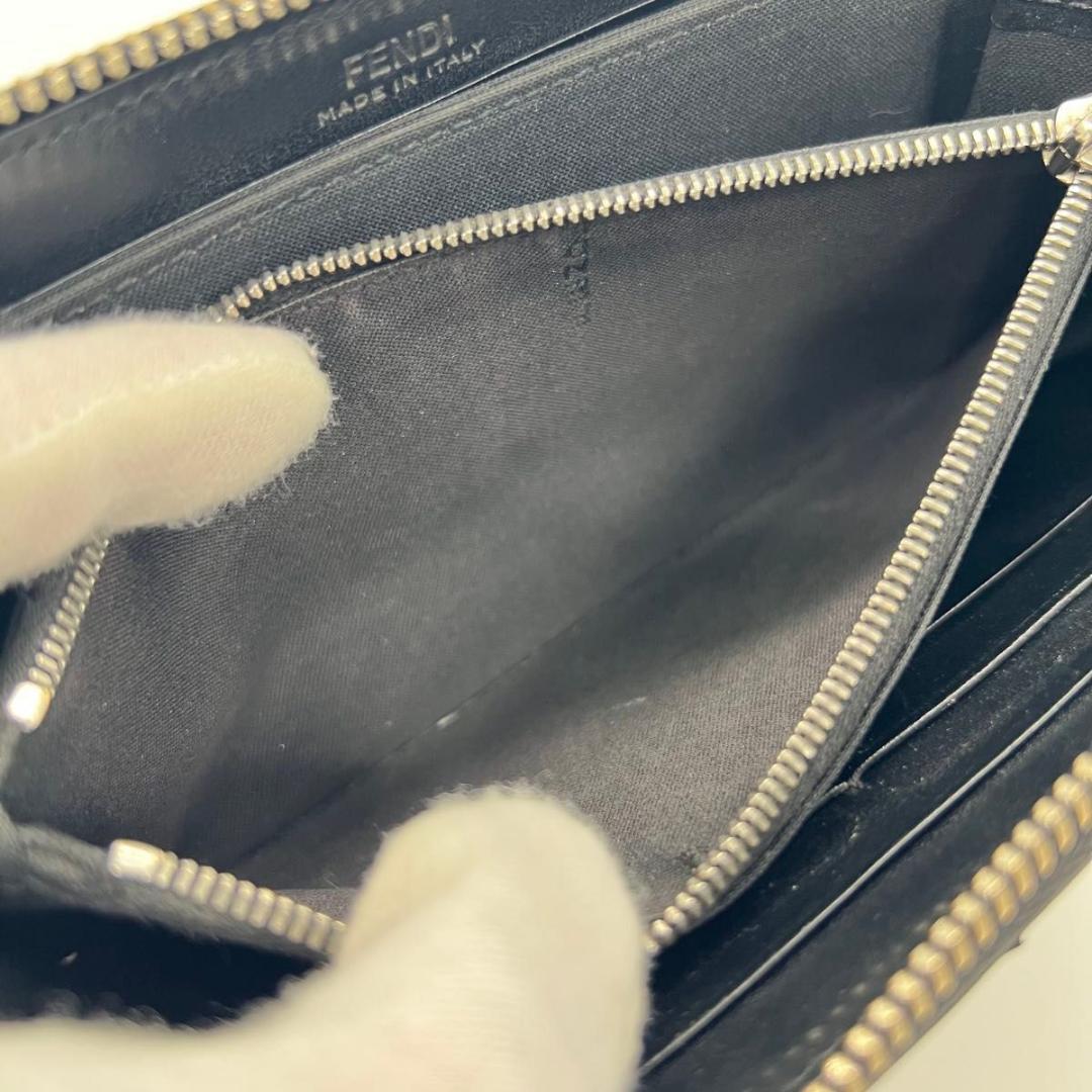 フェンディ ダイアゴナル　FF ズッカ柄 長財布 ブラック　イエロー レザー