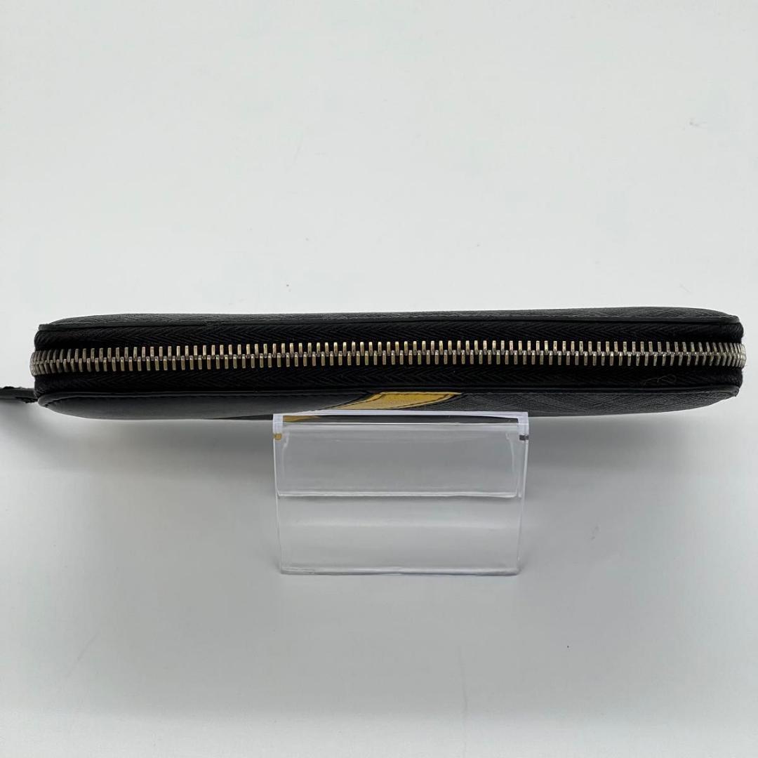 フェンディ ダイアゴナル　FF ズッカ柄 長財布 ブラック　イエロー レザー