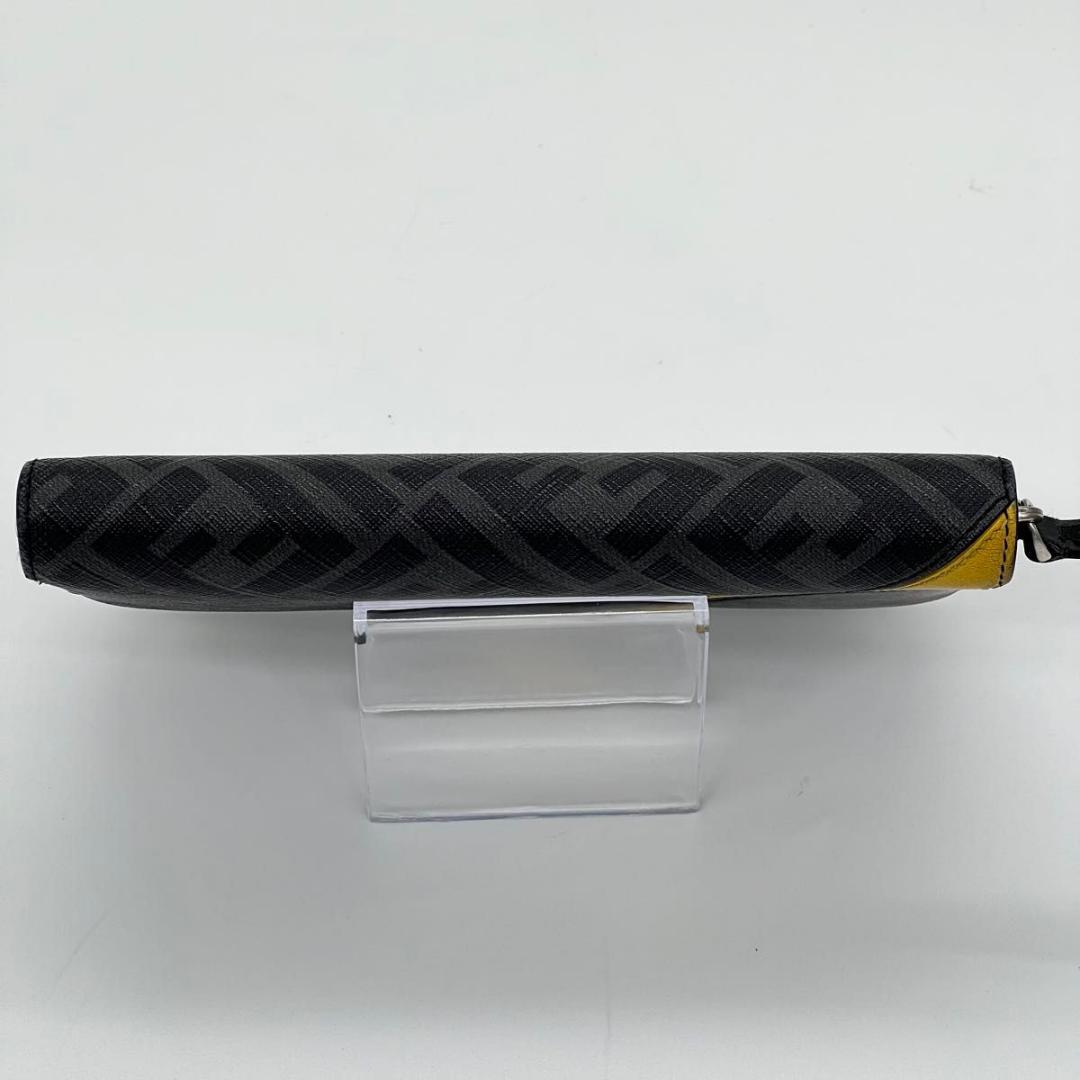 フェンディ ダイアゴナル　FF ズッカ柄 長財布 ブラック　イエロー レザー