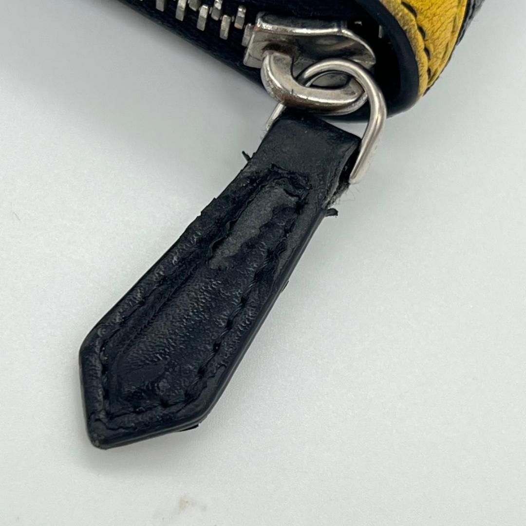 フェンディ ダイアゴナル　FF ズッカ柄 長財布 ブラック　イエロー レザー