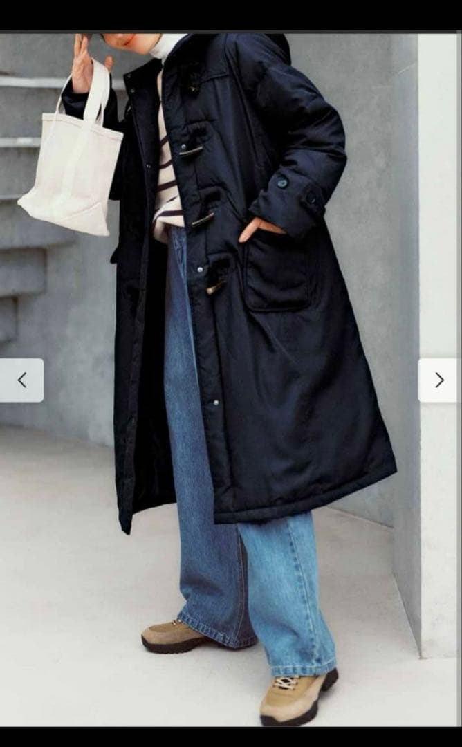 フェリシモ くぼっち ダッフル ダウンコート 撥水 ネイビー　Lサイズ