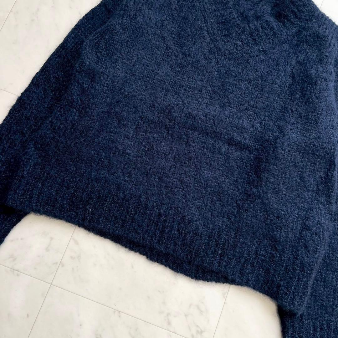 BLAMINK オーバーサイズ モヘヤ Vネックニット ネイビー 38