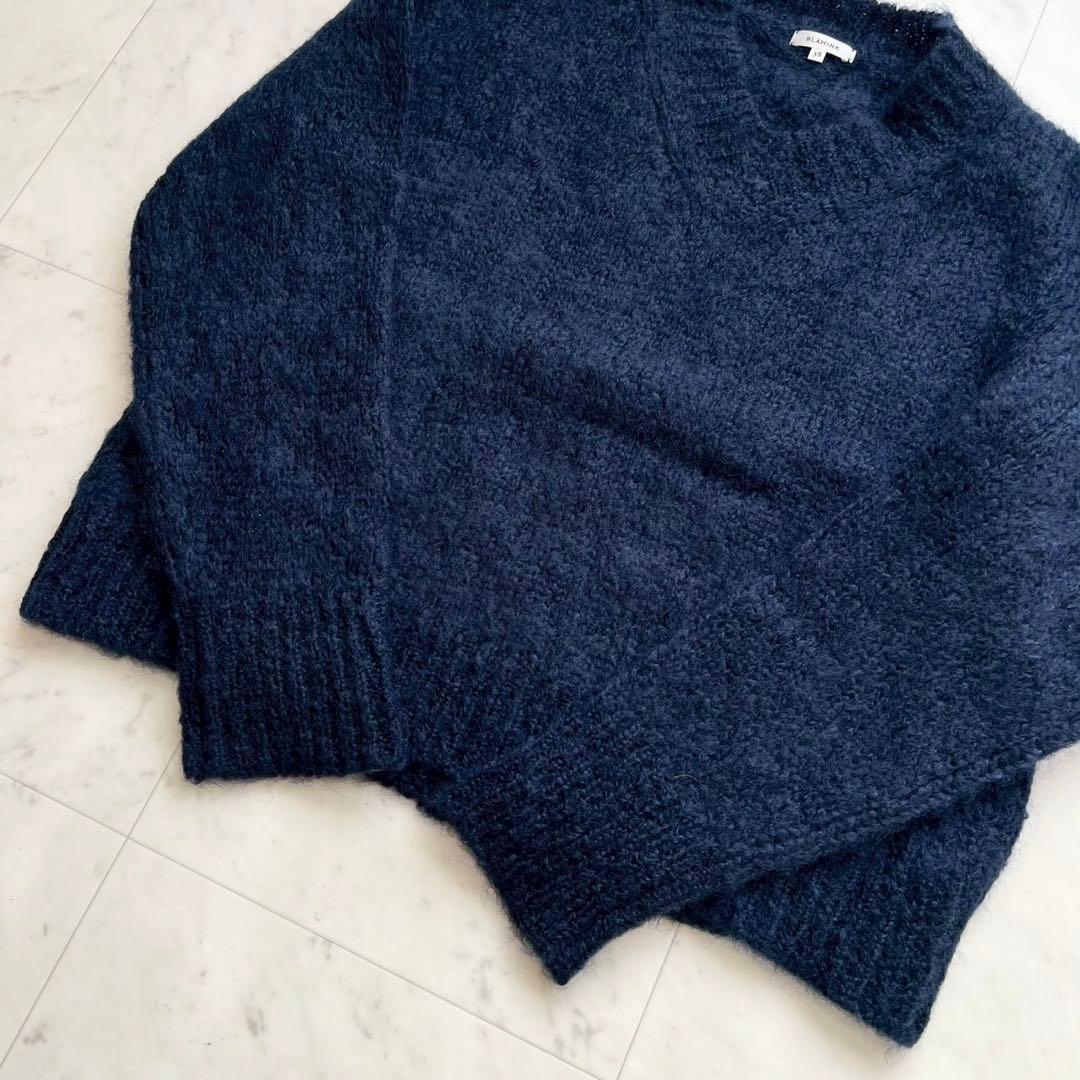 BLAMINK オーバーサイズ モヘヤ Vネックニット ネイビー 38