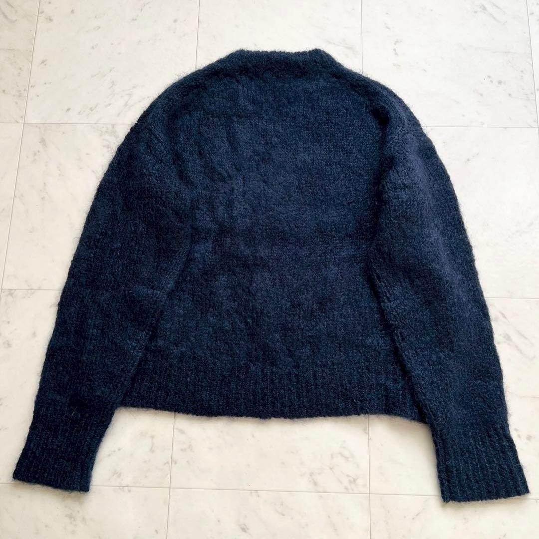 BLAMINK オーバーサイズ モヘヤ Vネックニット ネイビー 38