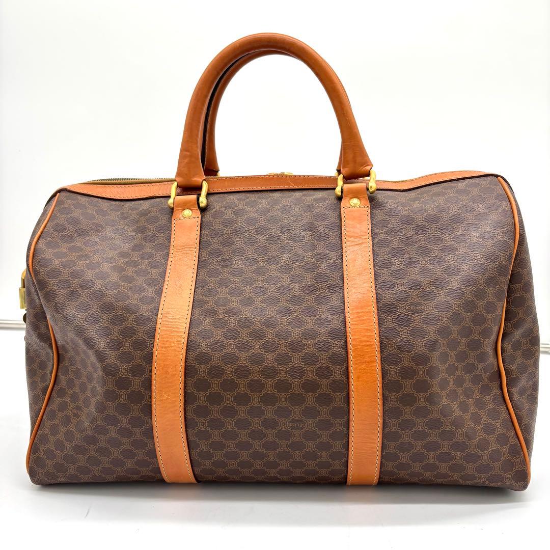 CELINE セリーヌ マカダム柄 ボストンバッグ ショルダー付き 南京錠＆鍵付