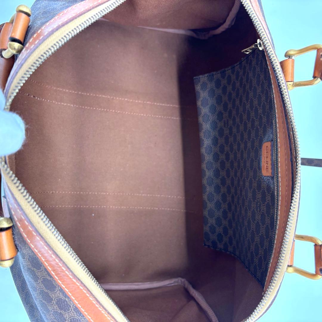 CELINE セリーヌ マカダム柄 ボストンバッグ ショルダー付き 南京錠＆鍵付