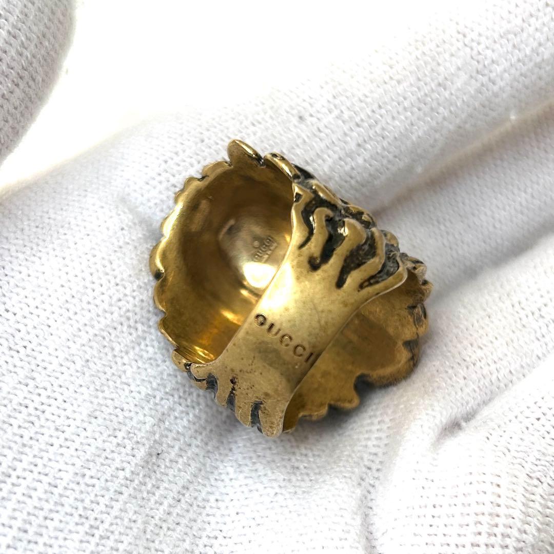 と*ラ様 GUCCI ライオンヘッド リング ブルーストーン ゴールド ヴィンテ