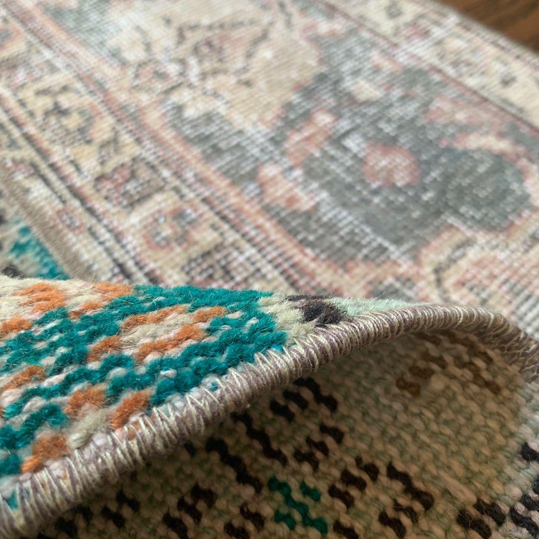 ランナー　モロッカンタイル　120×58パッチワーク　トルコヴィンテージラグ