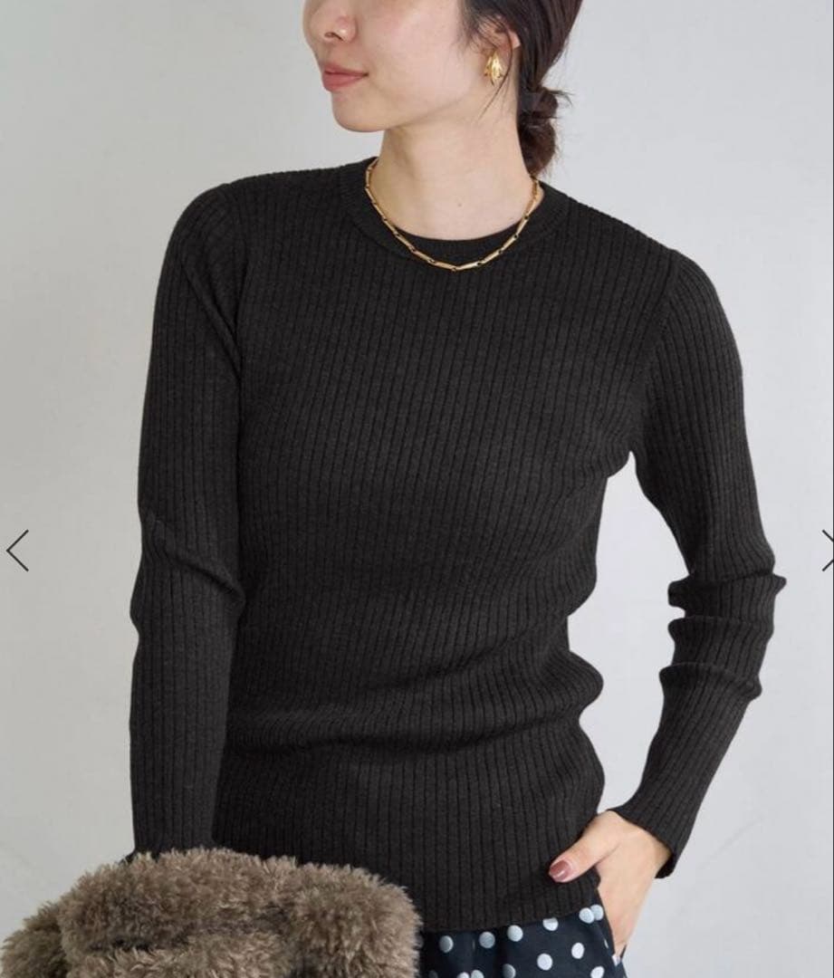 未使用　IENA メリノリブ クルーネックプルオーバー