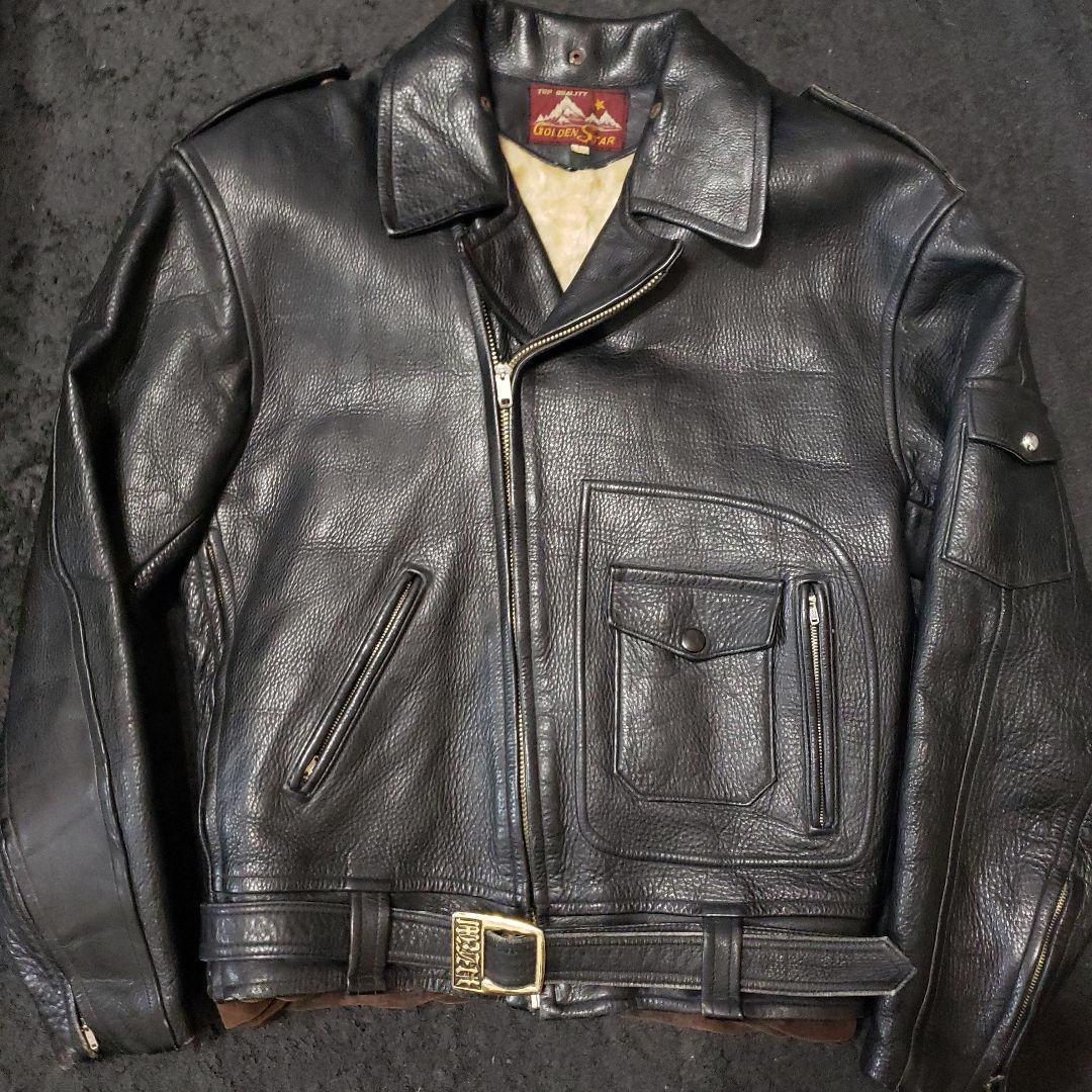 60's GOLDEN STAR ダブルライダース レザージャケット Dポケット