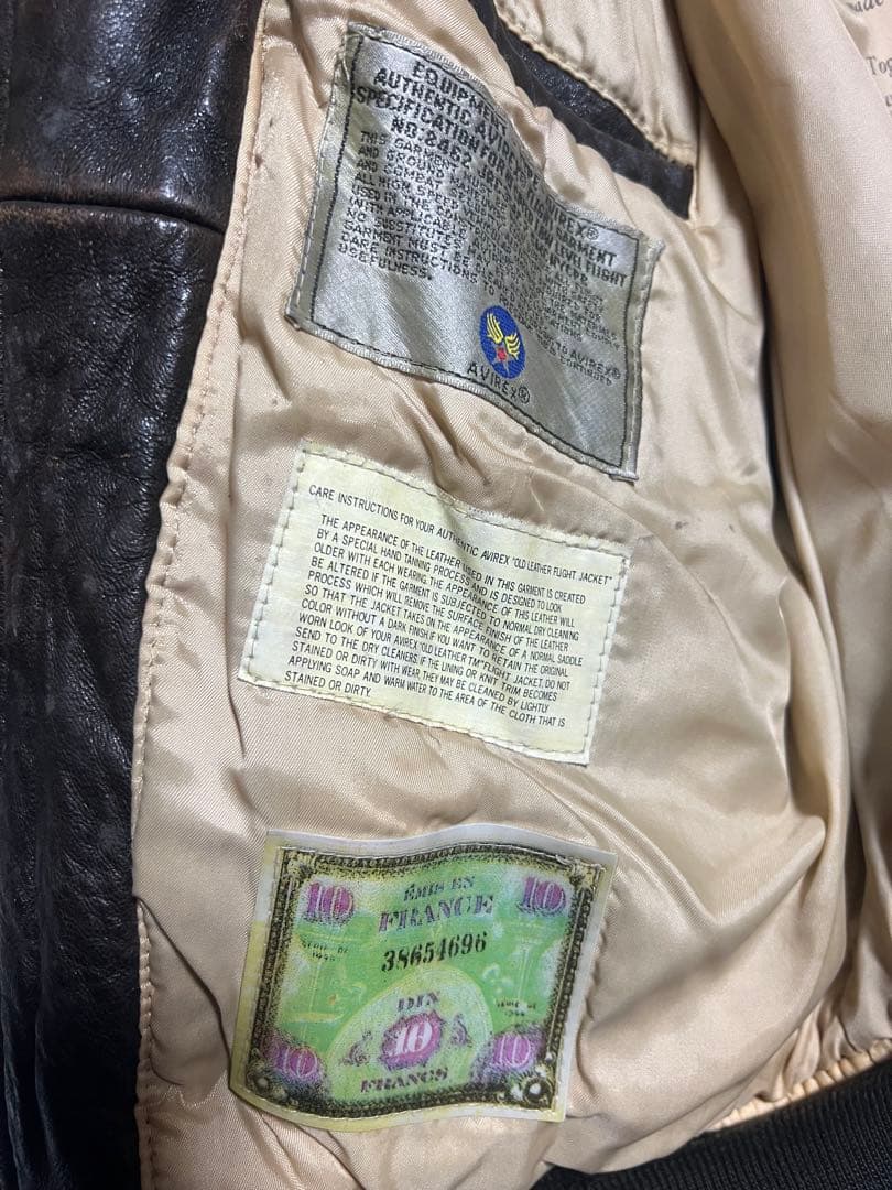 アヴィレックス A-2 フライトジャケット AVIREX シボ革 胸タグ 希少