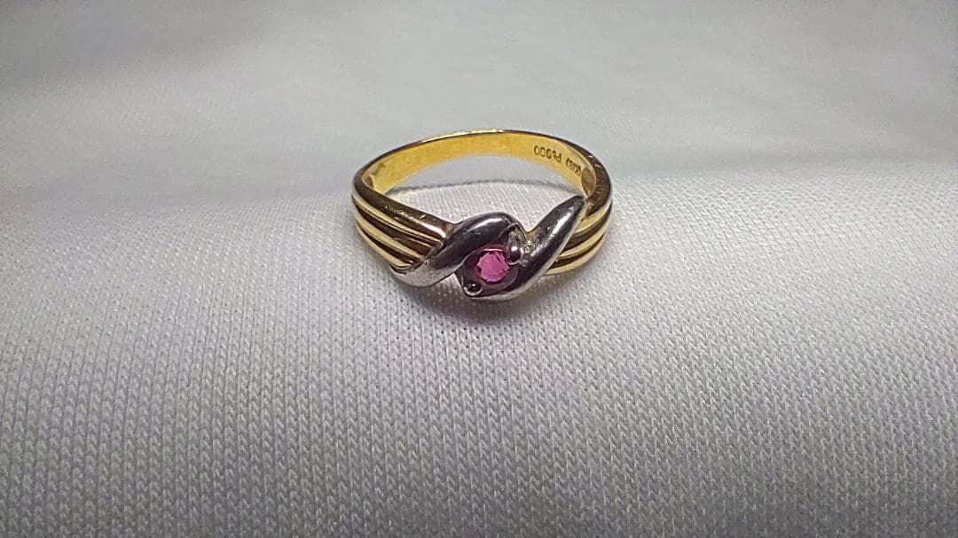 K18 Pt900コンビ ルビーの指輪