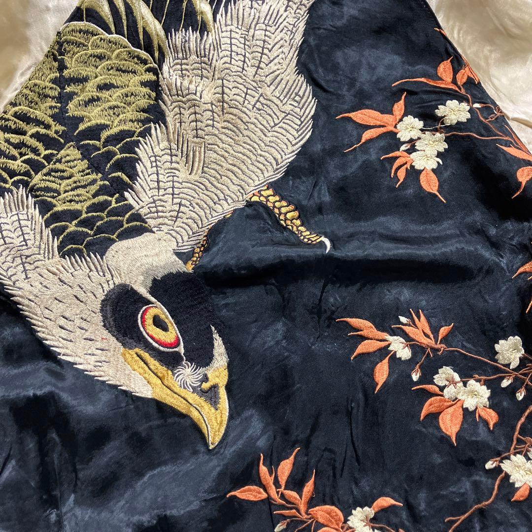 百花繚乱　スカジャン　リバーシブル　レーヨン　もみじ　紅葉　鷹　鷲