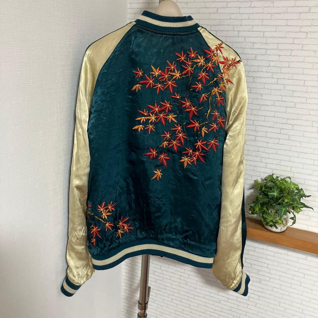 百花繚乱　スカジャン　リバーシブル　レーヨン　もみじ　紅葉　鷹　鷲