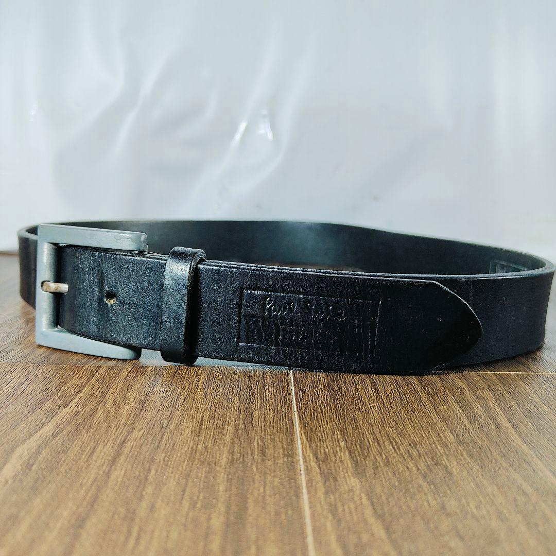 【英国製ヴィンテージ】Paul Smith　高級ドレスベルト　艶黒厚本革　正規品