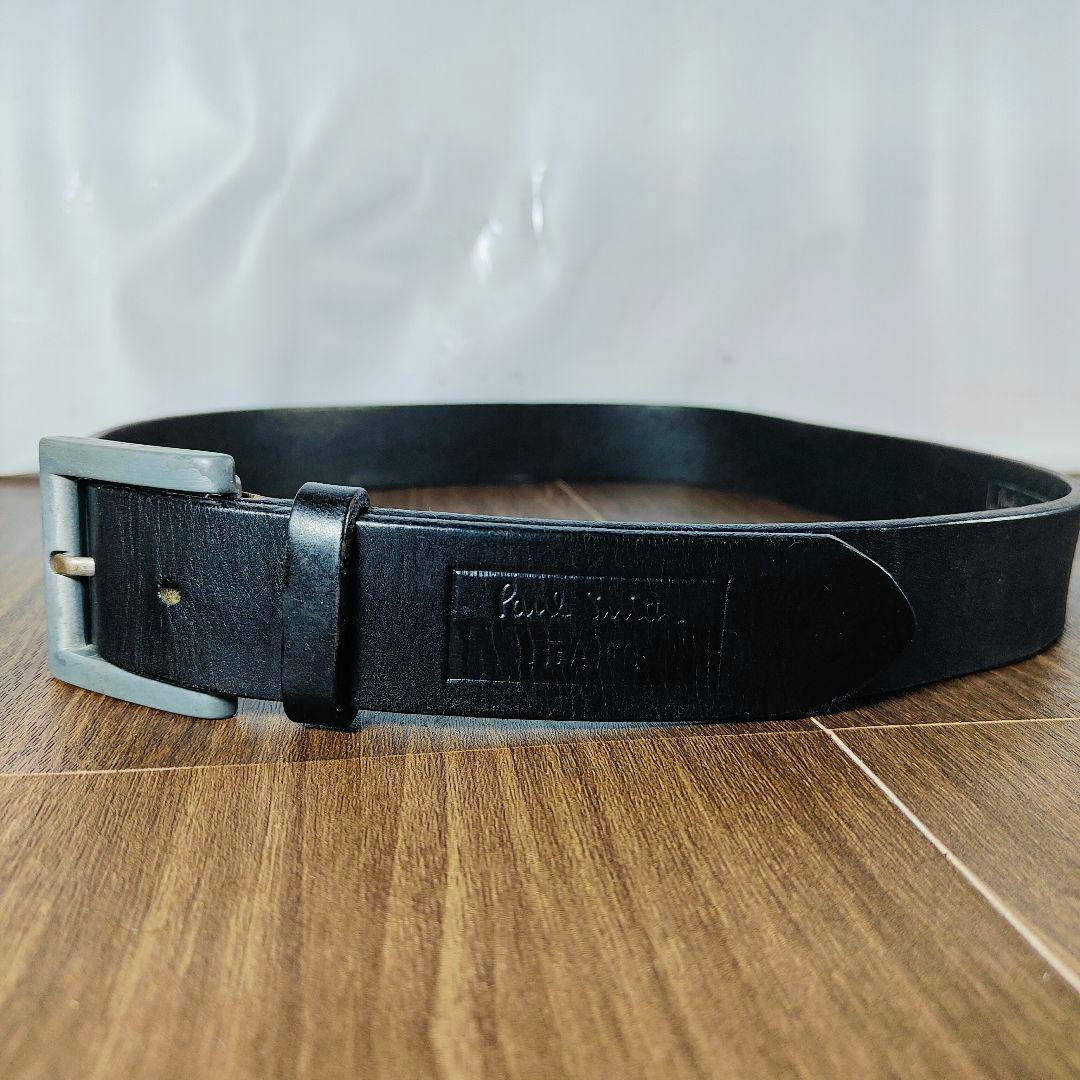 【英国製ヴィンテージ】Paul Smith　高級ドレスベルト　艶黒厚本革　正規品