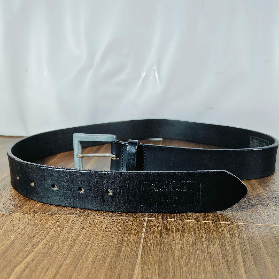 【英国製ヴィンテージ】Paul Smith　高級ドレスベルト　艶黒厚本革　正規品