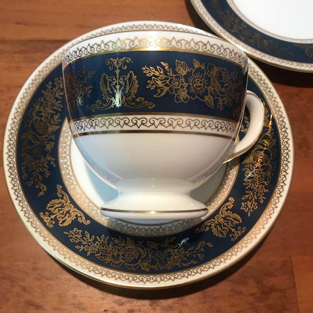 【2/4午前まで】ウェッジウッド　コロンビア　ブルー&ゴールド　トリオ2点セット